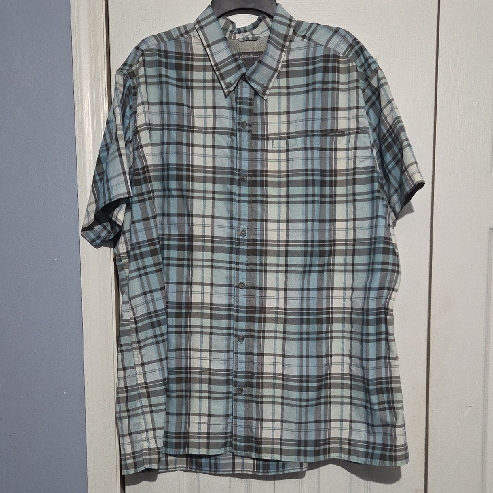 Eddie Bauer Men's Blue Plaid Shirt